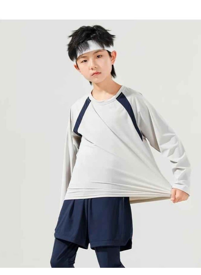 Children's Long Sleeved Long Pants Two-Piece Running Basketball Training Quick Drying Sports Suit  - Image 4