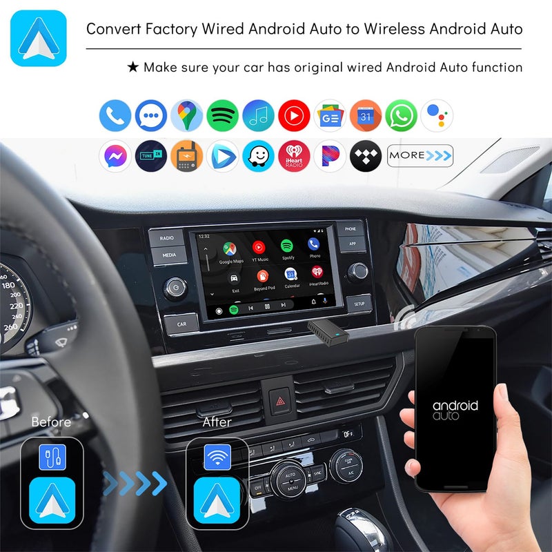 محول اللاسلكي 2 في 1 للسيارة CarPlay و Android Auto Dongle USB المصغّر، طبيعة الشغل توصيل و استخدم، يحول نظام CarPlay المُلكي الموصّل بالسلك إلى نظام CarPlay اللاسلكي، مناسب للسيارات من عام 2016 إلى 2023 مزودة بنظام CarPlay الموصّل بالسلك المصنّع | Android Auto - Image 2