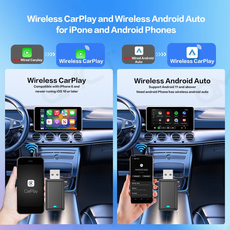 محول اللاسلكي 2 في 1 للسيارة CarPlay و Android Auto Dongle USB المصغّر، طبيعة الشغل توصيل و استخدم، يحول نظام CarPlay المُلكي الموصّل بالسلك إلى نظام CarPlay اللاسلكي، مناسب للسيارات من عام 2016 إلى 2023 مزودة بنظام CarPlay الموصّل بالسلك المصنّع | Android Auto - Image 4