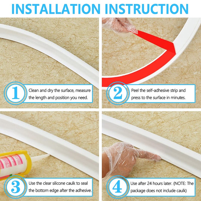 AxPower New Collapsible 67 Inch Shower Threshold Water Dam Collapsible Bath Shower Barrier Water Stopper Retention System Dry and Wet Separation for Bathroom Kitchen and More (5.6ft) - Image 4