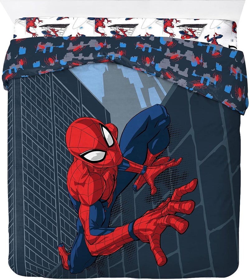 Jay Franco Marvel Spiderman City Streets Double Bed Size with Duvet Cover 200 x 200 cm + 2 Pillowcases 50 x 70 cm, 100% Cotton - Image 2