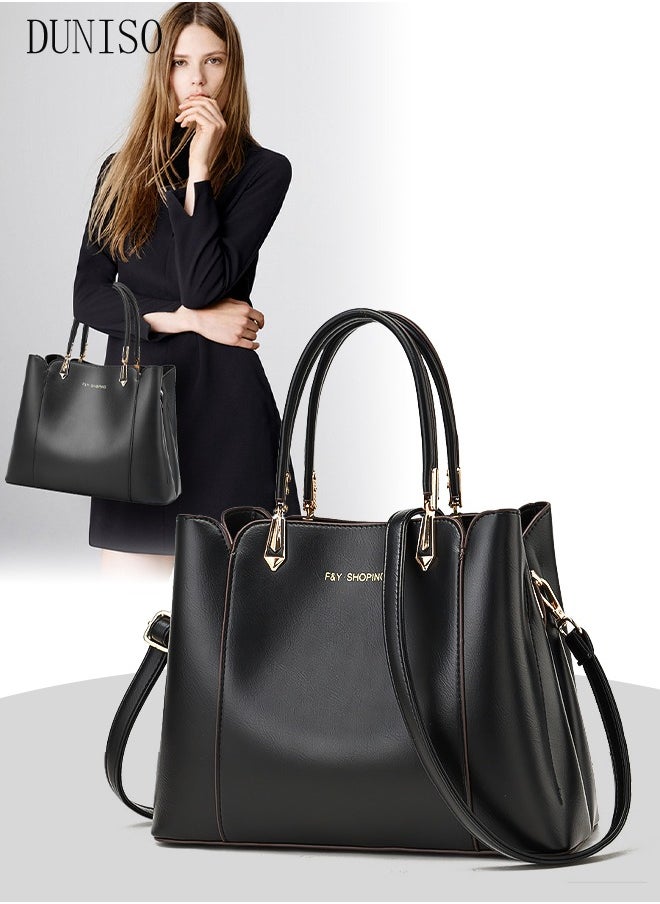 DUNISO Women's Vintage Tote Bag Handbags with Large Capacity Faux Leather Shoulder Bag Ladies Fashion Designer Satchel Crossbody Bag with Detachable Strap for Ladies  - Image 1