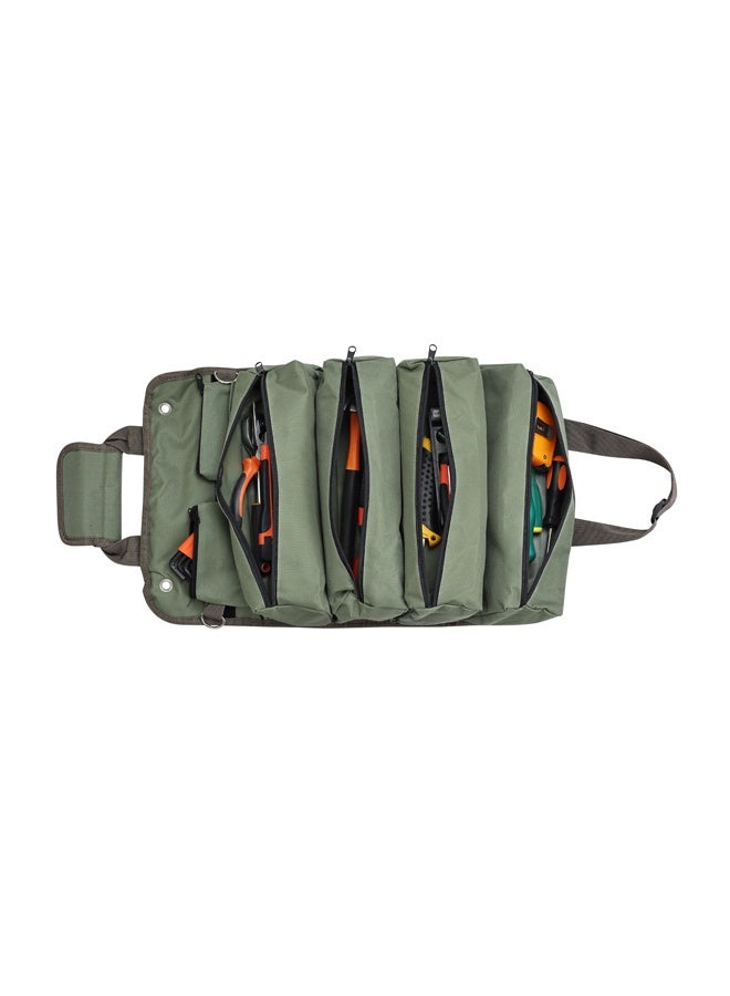 LAWAZIM Tools Bag - 34x12x12cm - Large Capacity Roll Up Tool Organizer with 4 Zippered Compartments, Pockets, and Shoulder Strap - for Mechanics, Electricians, Carpenters, and Home Repair Tool Storage - Image 1