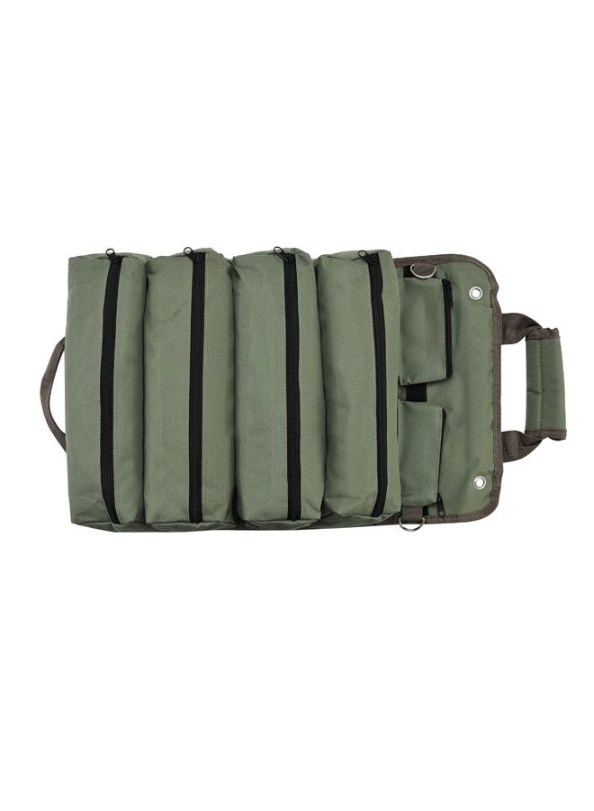 LAWAZIM Tools Bag - 34x12x12cm - Large Capacity Roll Up Tool Organizer with 4 Zippered Compartments, Pockets, and Shoulder Strap - for Mechanics, Electricians, Carpenters, and Home Repair Tool Storage - Image 4