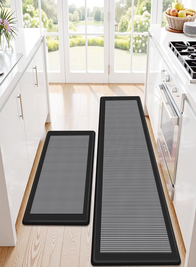 SofterCharm Kitchen Mats, 2PCS Kitchen Rugs for Floor, Cushioned Anti-Fatigue Mats for Kitchen Floor, Non-Slip Standing Desk Mat for Sink, Home, Laundry & Office, 17.3"x30"+17.3"x59" (Black) - Image 1