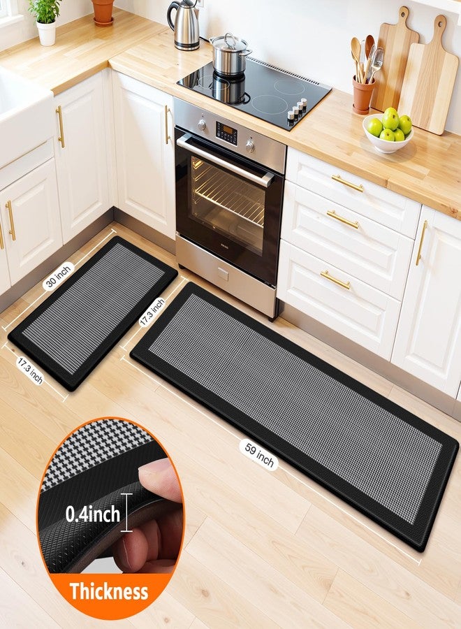 SofterCharm Kitchen Mats, 2PCS Kitchen Rugs for Floor, Cushioned Anti-Fatigue Mats for Kitchen Floor, Non-Slip Standing Desk Mat for Sink, Home, Laundry & Office, 17.3"x30"+17.3"x59" (Black) - Image 2