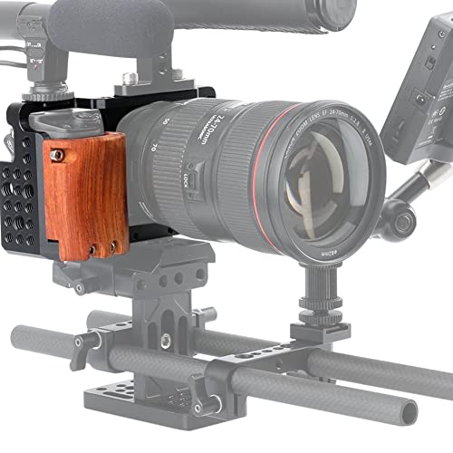 NICEYRIG Cage Kit for Sony Alpha A6300 /A6400/ A6100/A6000, with Wooden Handgrip - 109 - Image 2