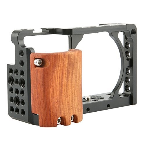 NICEYRIG Cage Kit for Sony Alpha A6300 /A6400/ A6100/A6000, with Wooden Handgrip - 109 - Image 1