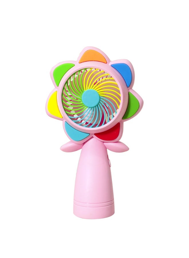 Nariele New USB Dopamine Color Flower LED Light Handheld Small Fan