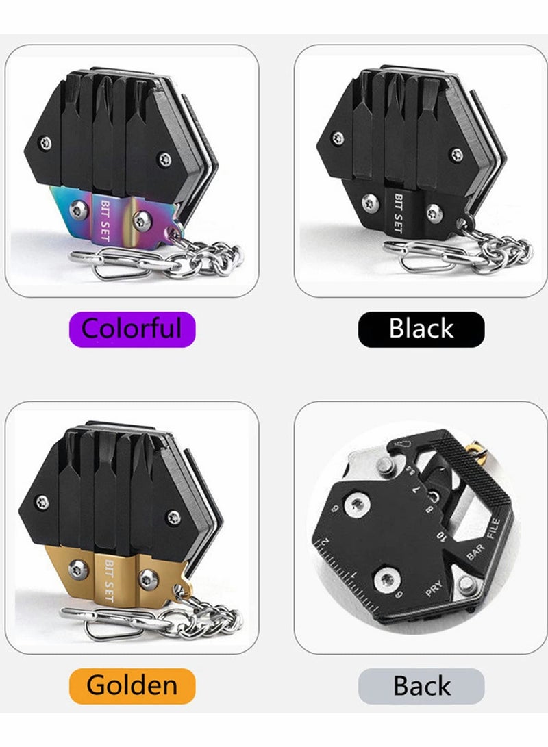 Excefore سكين سلسلة مفاتيح إبداعية متعددة الوظائف - سكين سداسية الشكل قابلة للطي مريحة من Outdoor Escape Mini Tools 420 سكاكين جيب قابلة للإزالة وسكاكين قابلة للطي باللون الأسود - Image 5