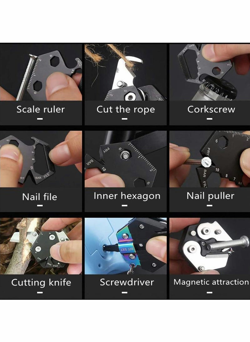 Excefore سكين سلسلة مفاتيح إبداعية متعددة الوظائف - سكين سداسية الشكل قابلة للطي مريحة من Outdoor Escape Mini Tools 420 سكاكين جيب قابلة للإزالة وسكاكين قابلة للطي باللون الأسود - Image 4