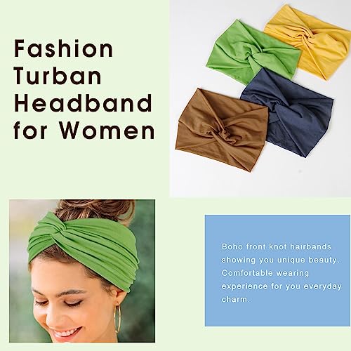 Tobeffect Extra Wide Turban Headbands for Women, 7'' Large Hairbands Boho Colorful Headband Twisted Knot Hair Accessories, 6 Pack - Image 4