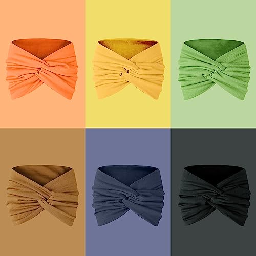 Tobeffect Extra Wide Turban Headbands for Women, 7'' Large Hairbands Boho Colorful Headband Twisted Knot Hair Accessories, 6 Pack - Image 5