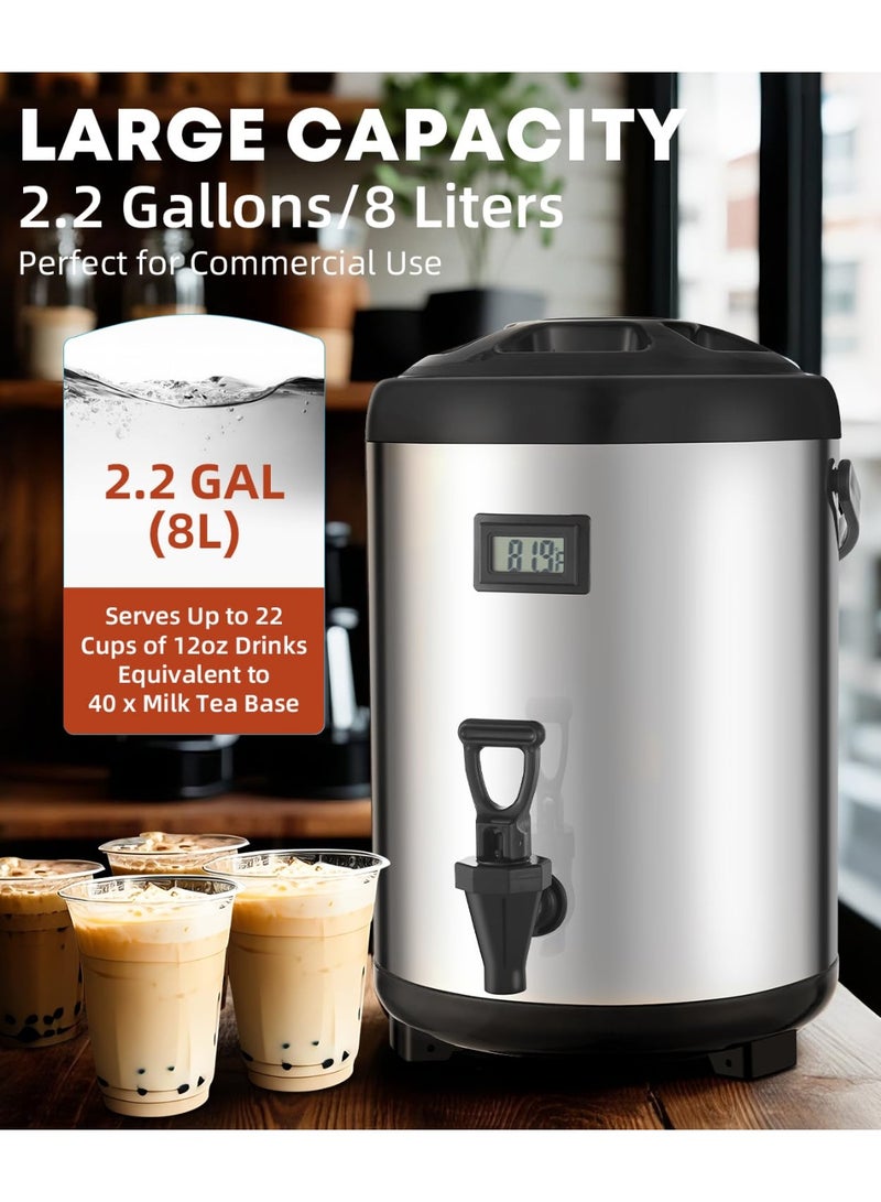 Insulated Beverage Dispenser with Sot, 8L Coffee and Drink Server, Non-electric Thermal Hot and Cold Beverage Dispenser for Juice Chocolate Tea Milk - Image 2