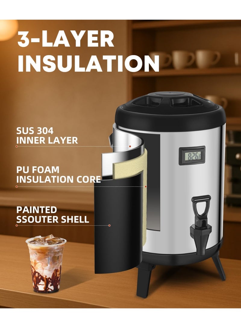 Insulated Beverage Dispenser with Sot, 8L Coffee and Drink Server, Non-electric Thermal Hot and Cold Beverage Dispenser for Juice Chocolate Tea Milk - Image 5