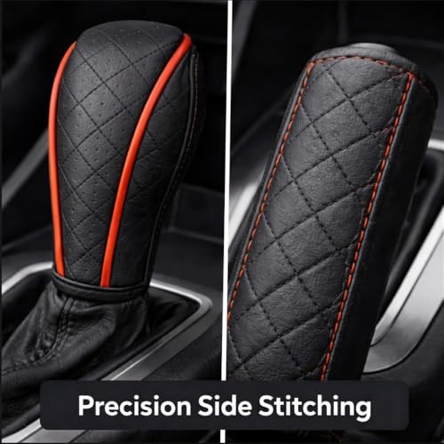 YOURKARTS.COM Yourkarts Car Gear Knob Cover – Premium PU Leather Finish in Brown | Universal Fit Protection Set for Manual Gear | car Accessories 2025 - Image 3