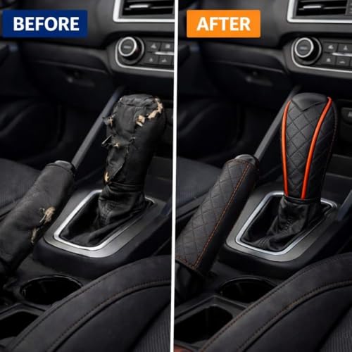YOURKARTS.COM Yourkarts Car Gear Knob Cover – Premium PU Leather Finish in Brown | Universal Fit Protection Set for Manual Gear | car Accessories 2025 - Image 2