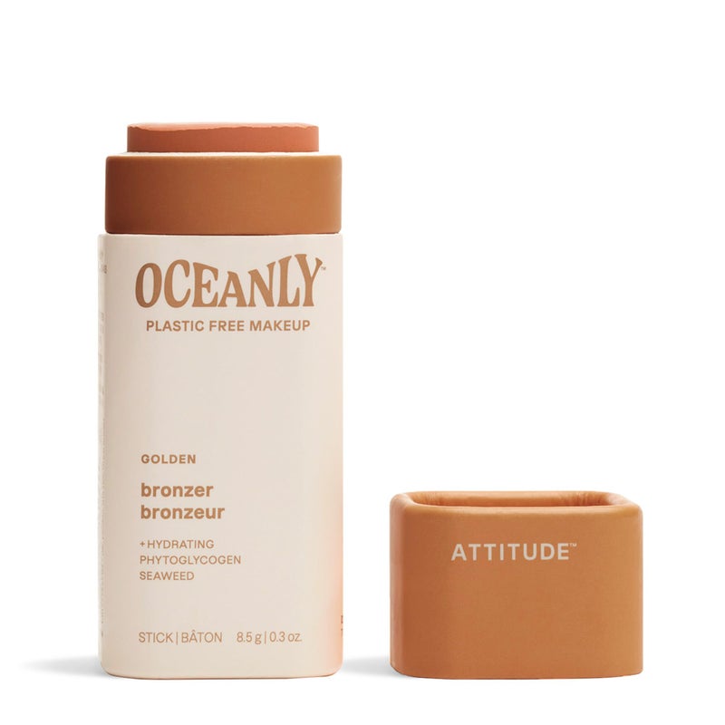ATTITUDE Oceanly Plastic-Free Lightweight Bronzer Stick, Titanium Dioxide-Free, EWG Verified, Vegan & Cruelty-free Makeup, Golden, 0.3 Ounces - Image 1