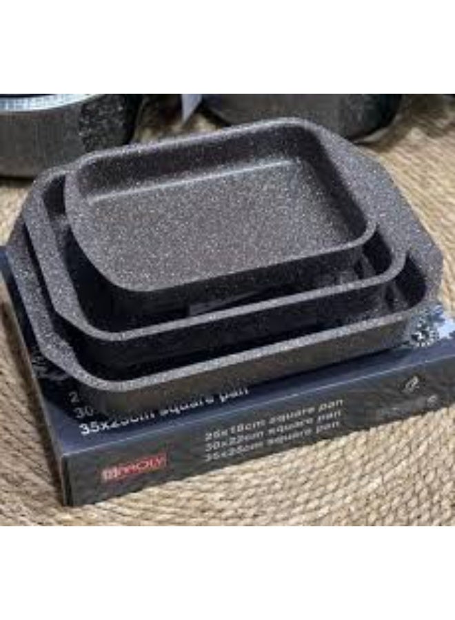 بارولي طقم صواني فرن  جرانيت 3 مقاسات  25 *18 cm 30*22 cm 35*25 cm