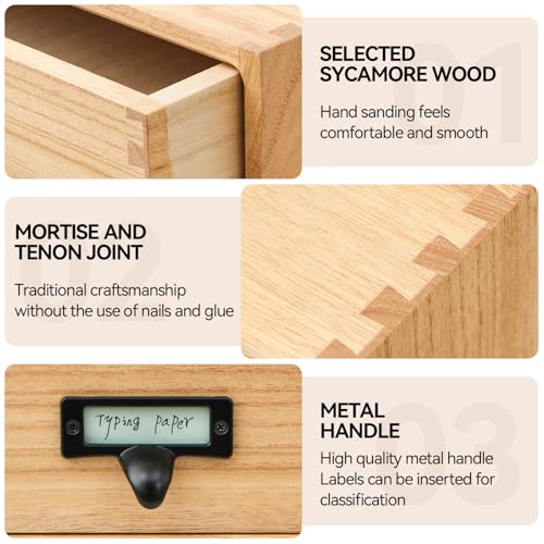 KIRIGEN Wooden Desk Organizer with 2 Drawers, Solid Wood Desktop Storage Cabinet, Shallow Office Drawer Organizer for Printer Paper and Mail, No Assembly, 13.78 W x 10.6 D x 5.9 H Inch, FAX-NA - Image 2