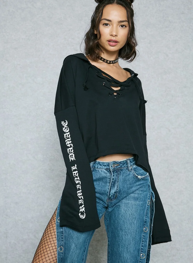 CRIMINAL DAMAGE Lace Up Hoodie