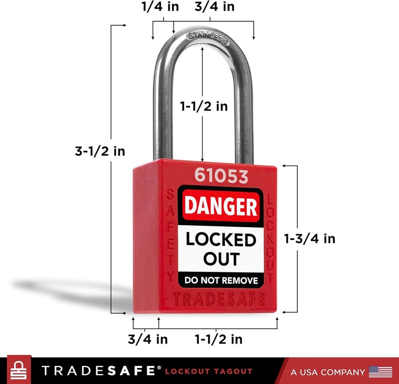 TRADESAFE Lockout Tagout Locks Set - 7 Red Keyed Alike Padlocks, 2 Keys Per Lock, OSHA Compliant Loto Locks for Lock Out Tag Out Stations, Premium Grade - Image 2
