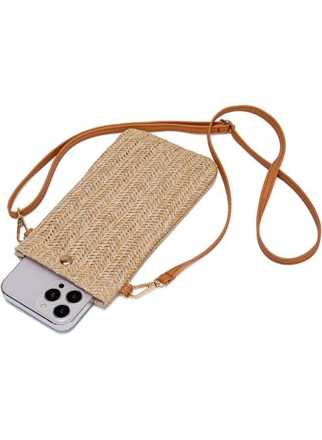 Small Crossbody Straw purse Lightweight Summer Beach Phone Bag for Women - Image 3