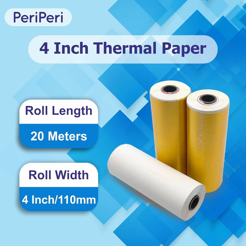 PeriPeri 4 Inch Thermal Paper Rolls For All 4 Inch Printer Machines. 110mm(Width) x 20meter(Length). Pack Of 3 Rolls - Image 3