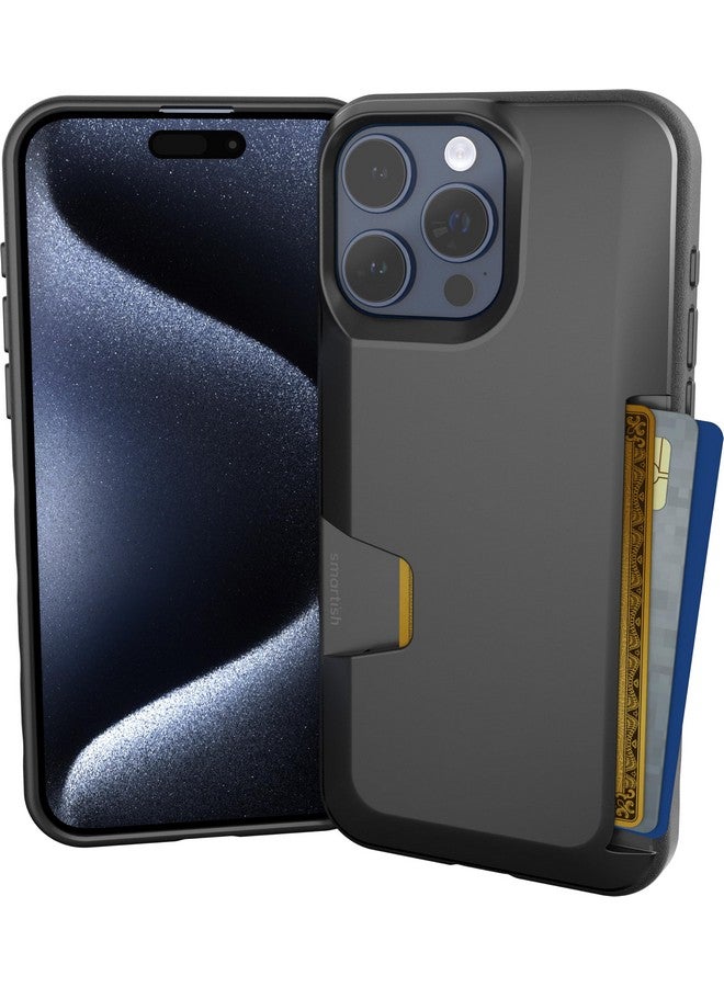 Smartish Smartish iPhone 15 Pro Max Wallet Case - Wallet Slayer Vol. 1 [Slim + Protective] Credit Card Holder - Drop Tested Hidden Card Slot Cover Compatible with Apple iPhone 15 Pro Max - Black Tie Affair  - Image 1