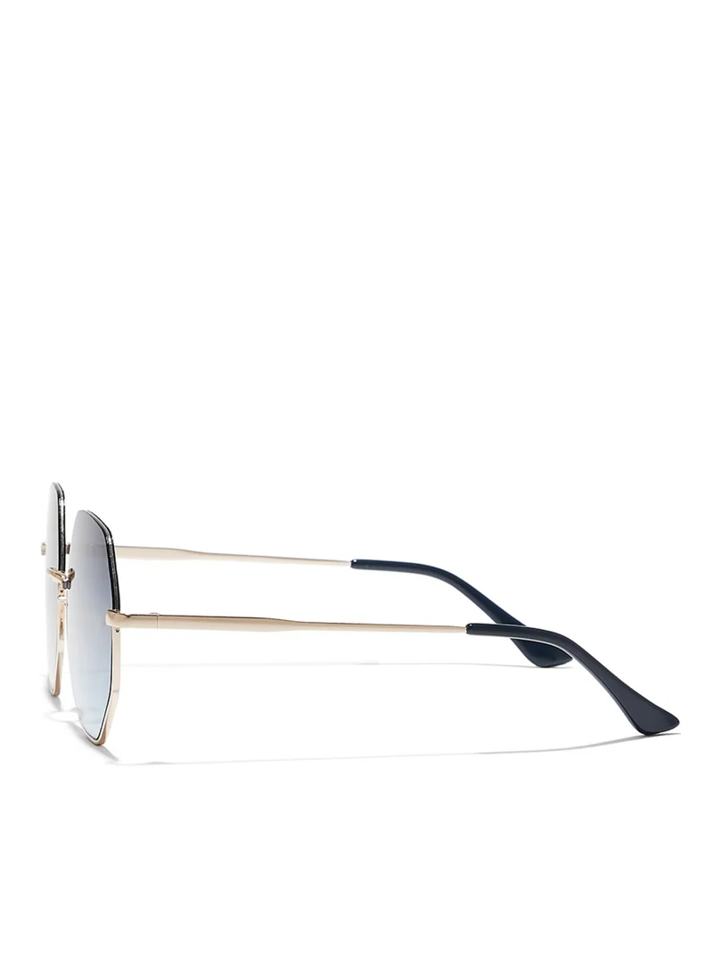 بلاك أوت HEXA Women Rose Gold Sunglasses - Frame Material: Metal - Frame Color: Rose Gold-Lens Color: Blue - Full Rim