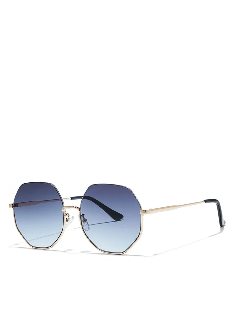 Blackout HEXA Women Rose Gold Sunglasses - Frame Material: Metal - Frame Color: Rose Gold-Lens Color: Blue - Full Rim