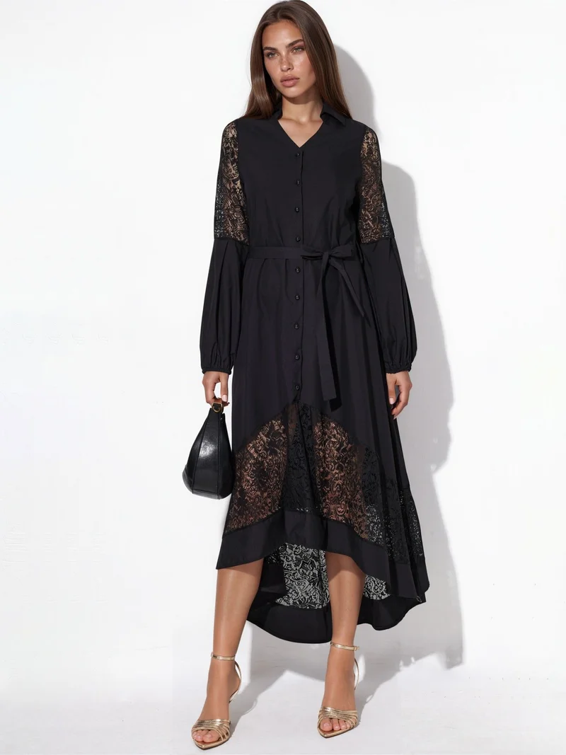 جينيفر Embroidered Midi Wrap Dress