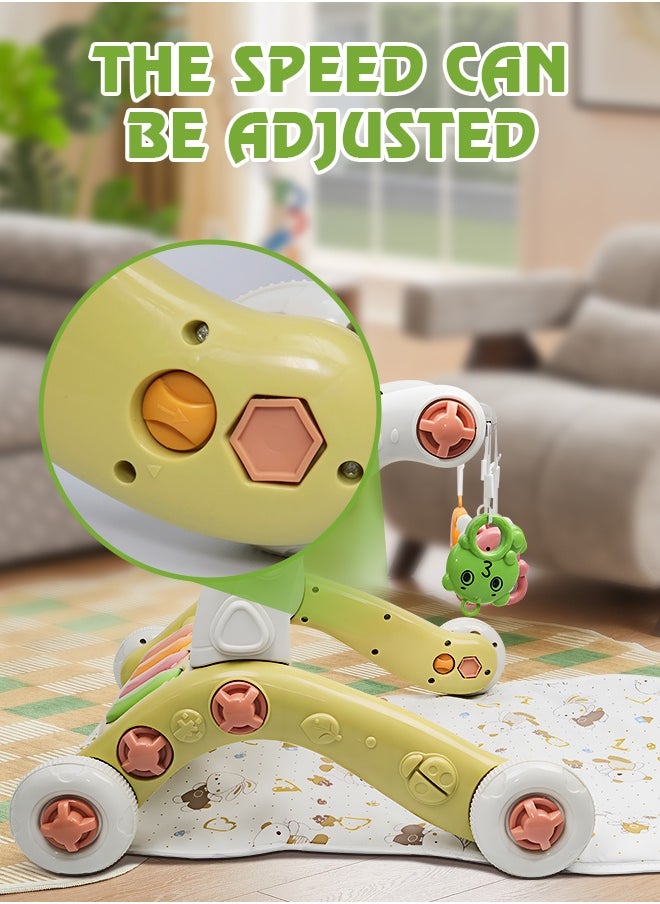 3 In 1 Baby Gym Play Mat Toddler Learning Walker Baby Activity Mat with Play Piano Musical Activity Center with Lights Baby Push Walkers and Tummy Time Mat for Baby 0-36 Months