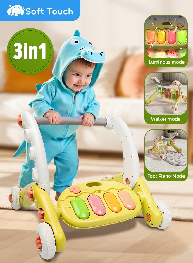 Soft Touch 3 In 1 Baby Gym Play Mat Toddler Learning Walker Baby Activity Mat with Play Piano Musical Activity Center with Lights Baby Push Walkers and Tummy Time Mat for Baby 0-36 Months  - Image 1