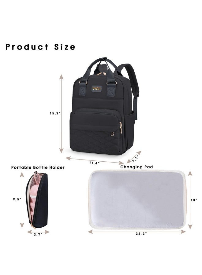 VICO Diaper Bag Backpack fow Women Multifunction Diaper Bag with Changing Pad, Insulated Case and Stroller Straps Large Capacity Travel Bags - Image 2