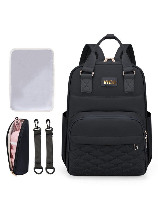 VICO Diaper Bag Backpack fow Women Multifunction Diaper Bag with Changing Pad, Insulated Case and Stroller Straps Large Capacity Travel Bags - Image 1