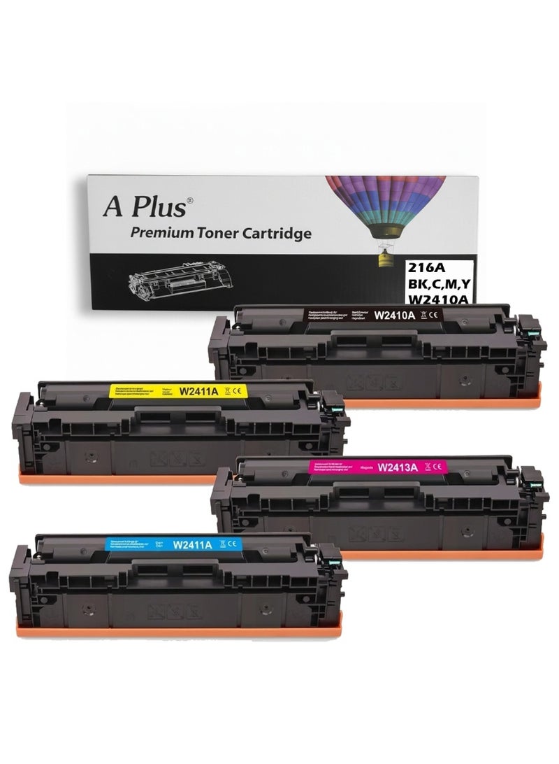 APLUS A Plus 216A Compatible Toner Cartridge Set (W2410A W2411A W2412A W2413A) for HP Color LaserJet Pro M155, MFP M182, M183 Series - High Yield Black (1350 Pages) & Color (1250 Pages) - Image 1