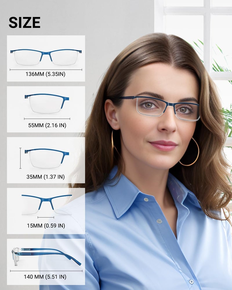 TERAISE 4PCS Value Anti-Blue Light Reading Glasses,Lightweight Comfortable Reader Glasses for Men and Women,Sturdy Computer Reading Glasses Blue Light Blocking Included Eyeglasses Case - Image 5