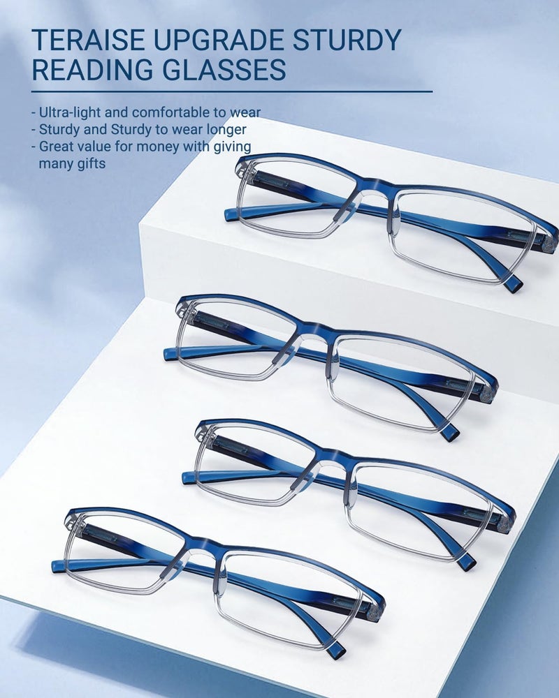 TERAISE 4PCS Value Anti-Blue Light Reading Glasses,Lightweight Comfortable Reader Glasses for Men and Women,Sturdy Computer Reading Glasses Blue Light Blocking Included Eyeglasses Case - Image 2
