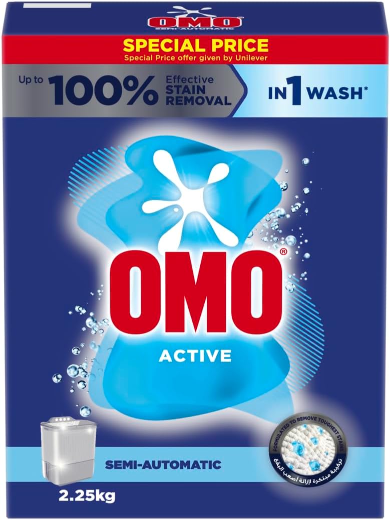 Omo مسحوق غسيل OMO Active شبه أوتوماتيكي، 2.25 كجم - إزالة تصل إلى 100% من البقع - Image 3