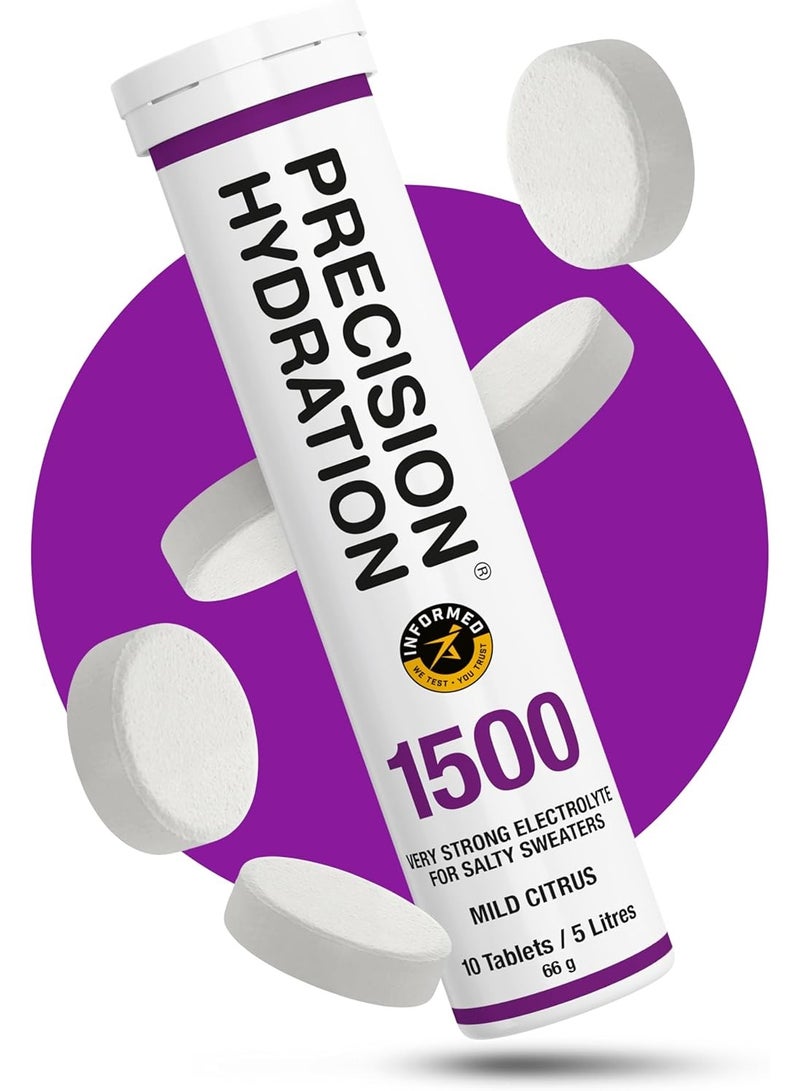 Precision Hydration Electrolytes Tablets - Multi Strength Effervescent Hydration Tablet - Combats Cramp - Low Calorie, Gluten Free, Vegan/Vegetarian Friendly (1 Tubes, 1500mg/L - Purple) - Image 1