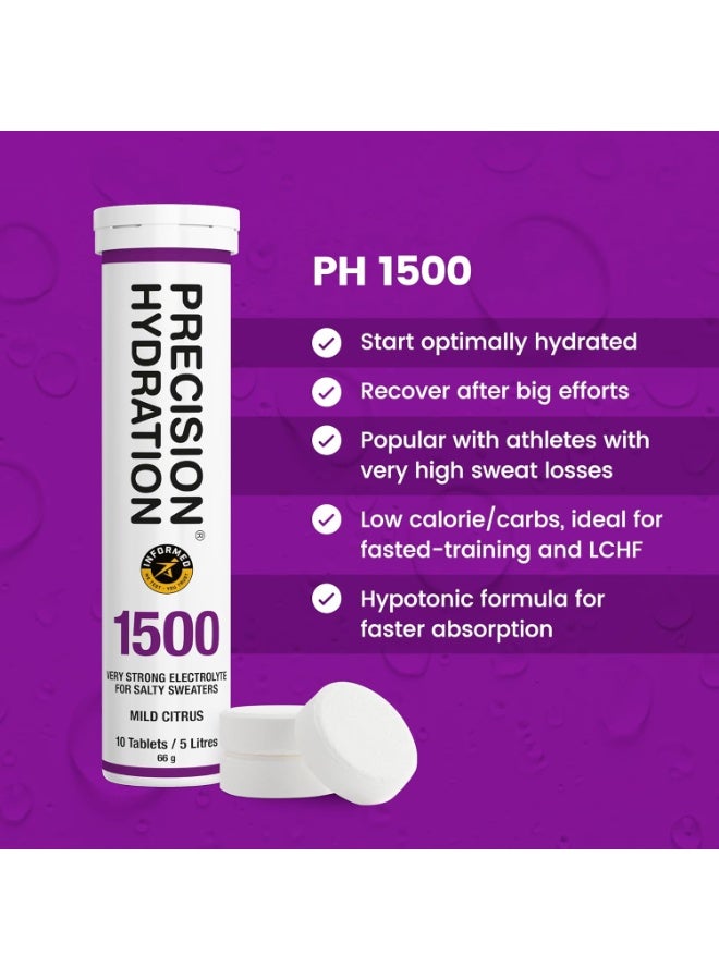 Precision Hydration Electrolytes Tablets - Multi Strength Effervescent Hydration Tablet - Combats Cramp - Low Calorie, Gluten Free, Vegan/Vegetarian Friendly (1 Tubes, 1500mg/L - Purple) - Image 2