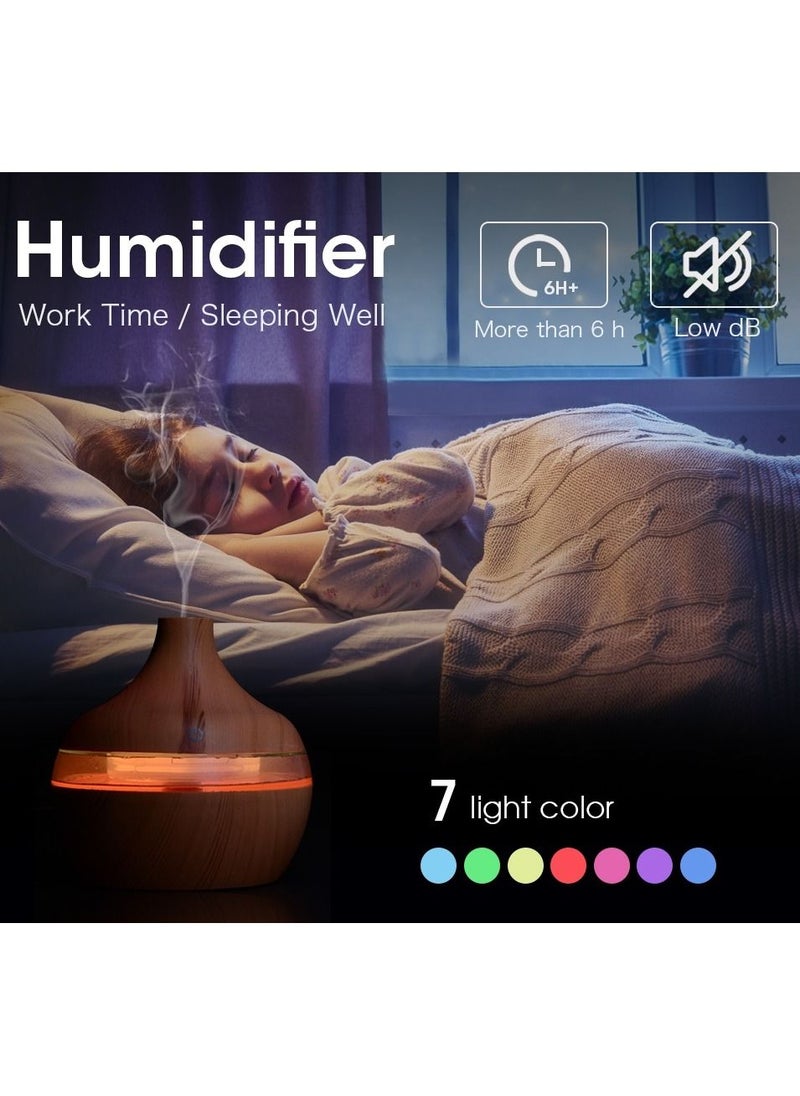 Bosidin Air Humidifier Aroma Diffuser with 7 Color Changing LED Touch Sensitive  Dark Wood Design for Home Office Fragrance  - Image 3