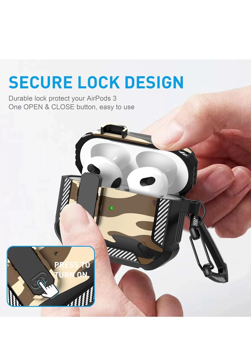 OPEN - Airpods 4 Case, Airpods 4th Generation Case with Lock, Airpods 4th Generation Case, Hard Shell Rugged Shockproof Case with Keychain for Apple Airpods 4 2024 (Desert Camouflage) - Image 1