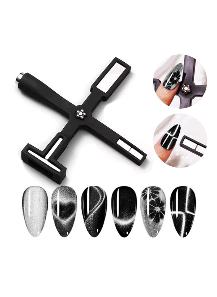 إيلهو مجموعة مغناطيس الأظافر 5 في 1، مغناطيس متعدد الوظائف لتصميم عين القط للأظافر مع علبة واقية من السيليكون، عصا مغناطيسية لطلاء الأظافر، أدوات تصميم أظافر عين القط، إكسسوارات فن الأظافر (أسود) - Image 1