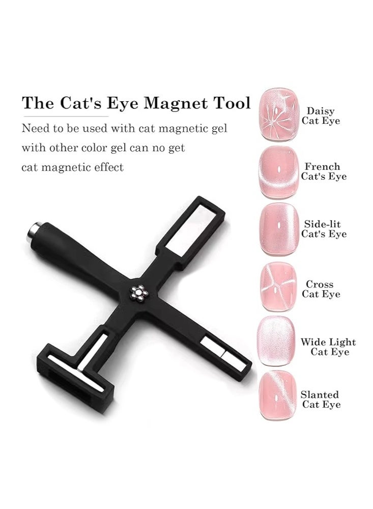 إيلهو مجموعة مغناطيس الأظافر 5 في 1، مغناطيس متعدد الوظائف لتصميم عين القط للأظافر مع علبة واقية من السيليكون، عصا مغناطيسية لطلاء الأظافر، أدوات تصميم أظافر عين القط، إكسسوارات فن الأظافر (أسود) - Image 3