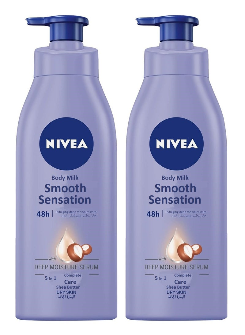 نيفيا لوشن حليب للجسم برائحة ناعمة مع زبدة الشيا للبشرة الجافة 400 مل عبوة من قطعتين - Image 1