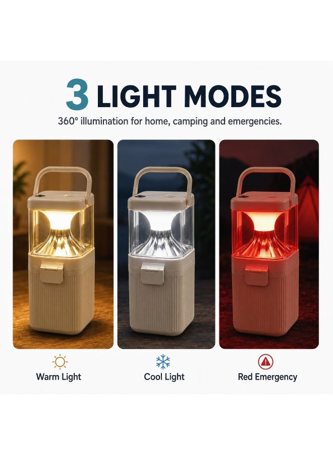 Portable Salt Water Lantern with USB Output 5V 1A, 3 Light Modes, No Batteries Emergency Camping Light Beige - Image 3