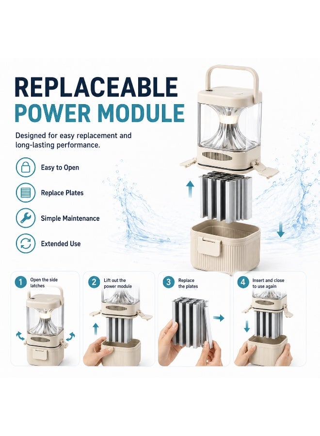 Portable Salt Water Lantern with USB Output 5V 1A, 3 Light Modes, No Batteries Emergency Camping Light Beige - Image 5