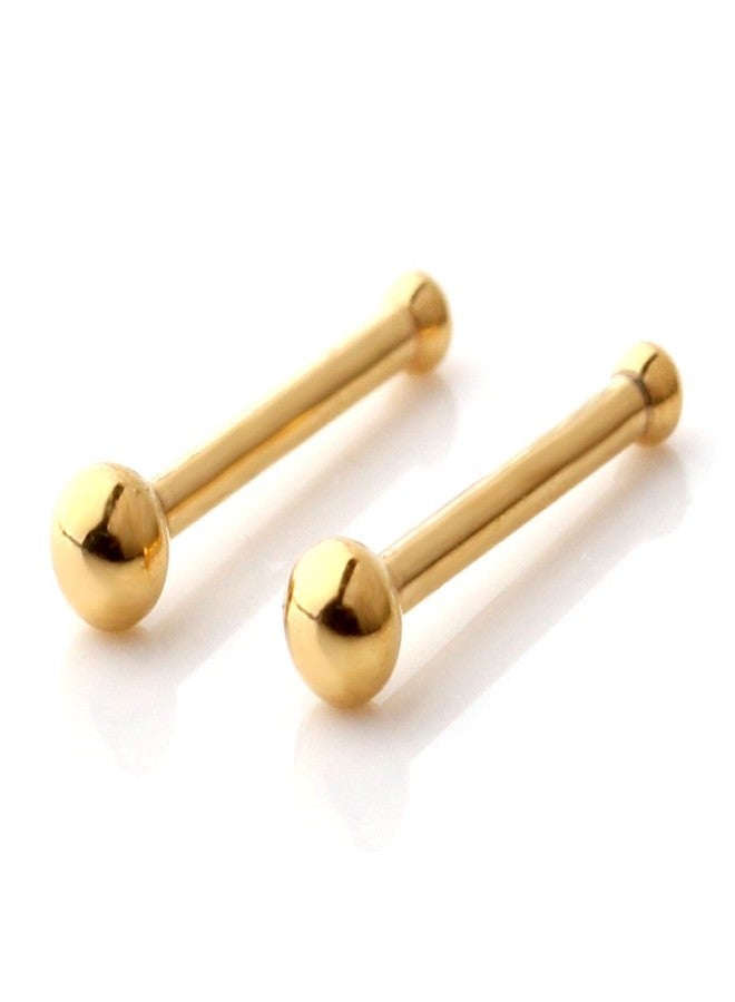 رويفان، 18G (1.0 مم)، فولاذ جراحي 316L، حلقة أنف منحنية مع كرة 2 مم، مجوهرات ثقب، قطعتان - ذهبي - Image 1